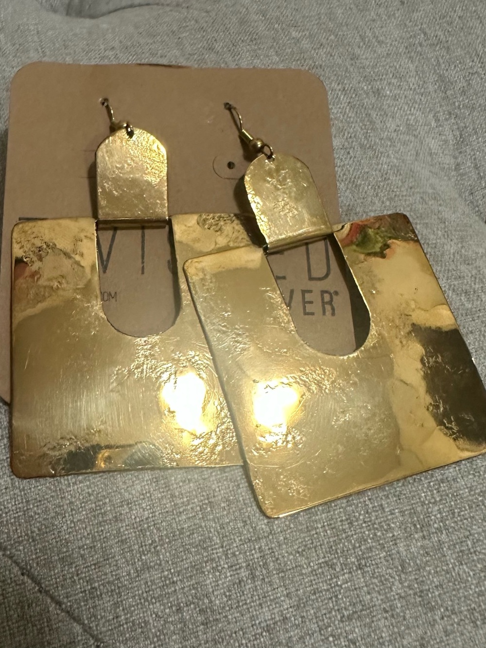 Twisted Gold Hammered Geometric Drop Earrings